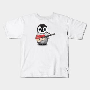 Baby Penguin Playing Singapore Flag Guitar Kids T-Shirt